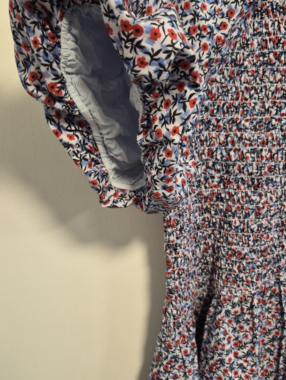 J. Crew Meadow Midi Dress Cotton Poplin Floral Smocked Puff Sleeves Size XL - Picture 6 of 14